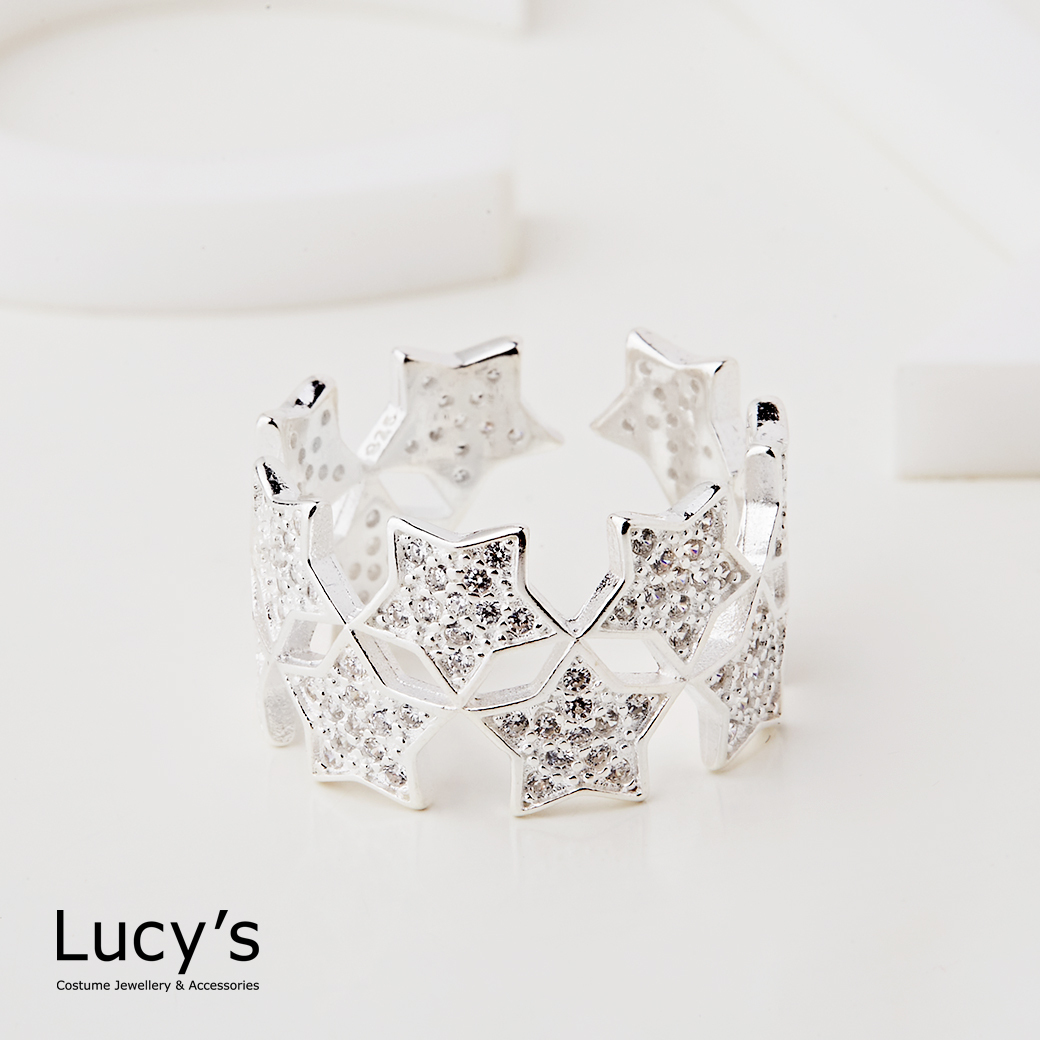 925純銀 閃耀星星 開口戒 (121715)
