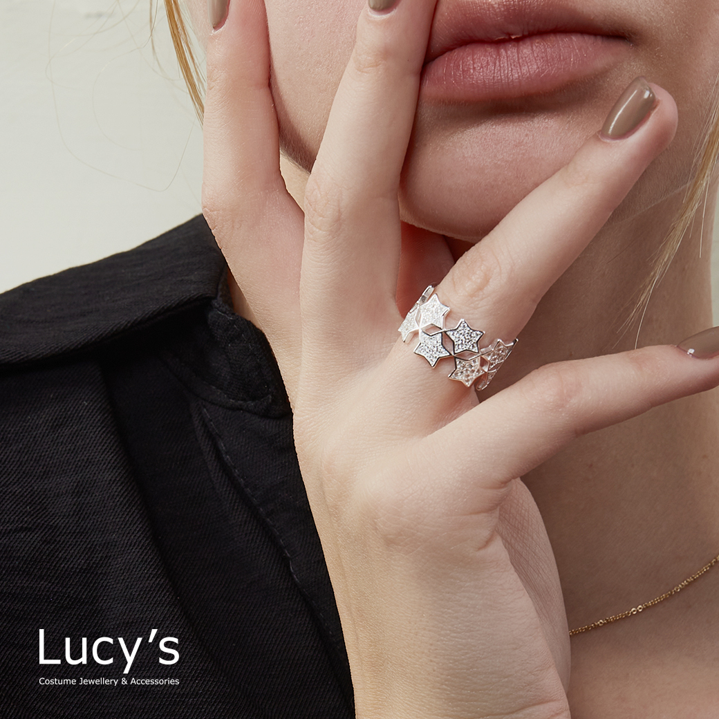 925純銀 閃耀星星 開口戒 (121715)