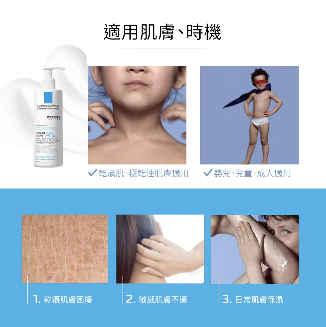 La Roche-Posay 理膚寶水  理必佳極效滋潤霜 400ml 官網適用肌膚、時機圖卡