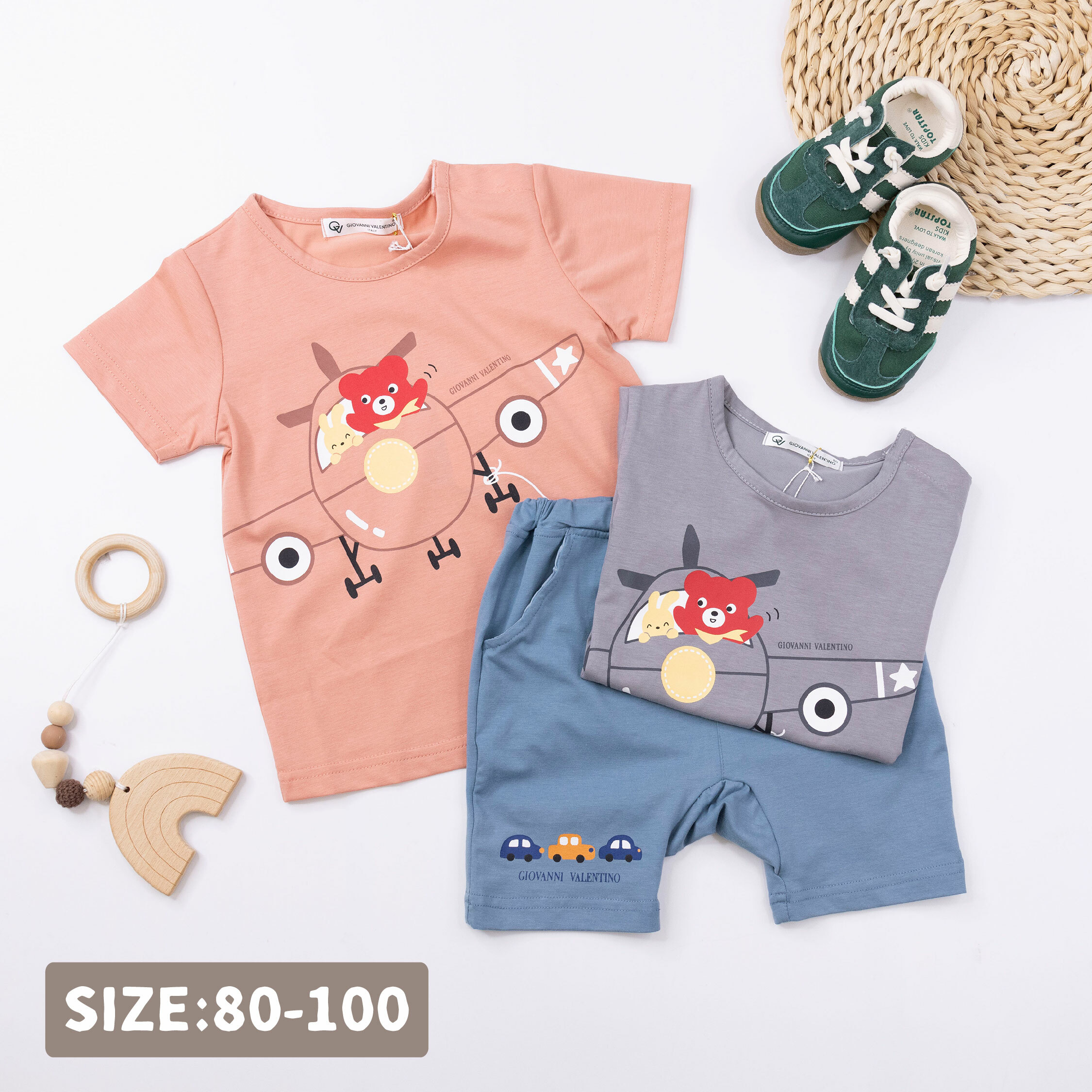 范侖鐵諾【32037】歡樂熊熊兔兔坐飛機上衣＊二色