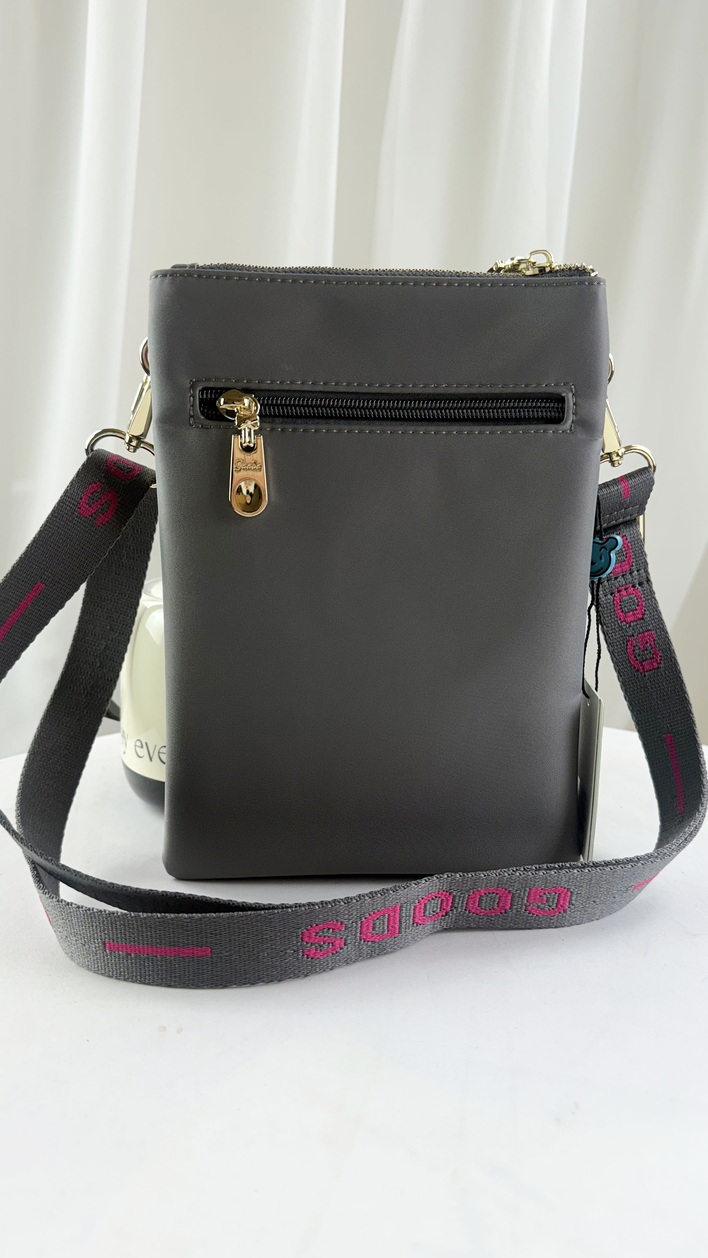 GOODS 灰桃拼色單層手機側背包 #2231