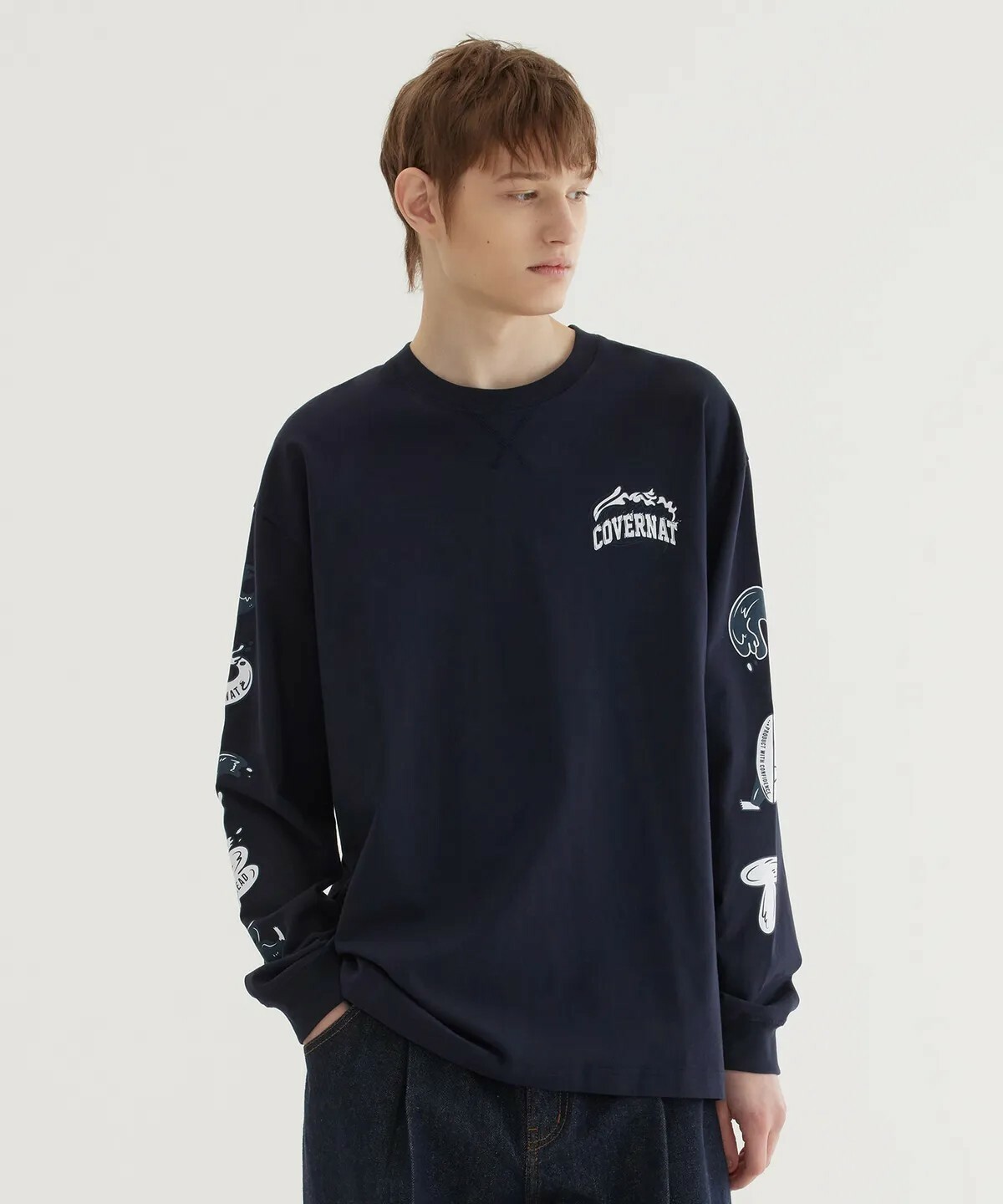 【OWN】Covernat 春夏 薄長袖 休閒 薄款 透氣 休閒 長袖 上衣 不分男女 暗藍 白色