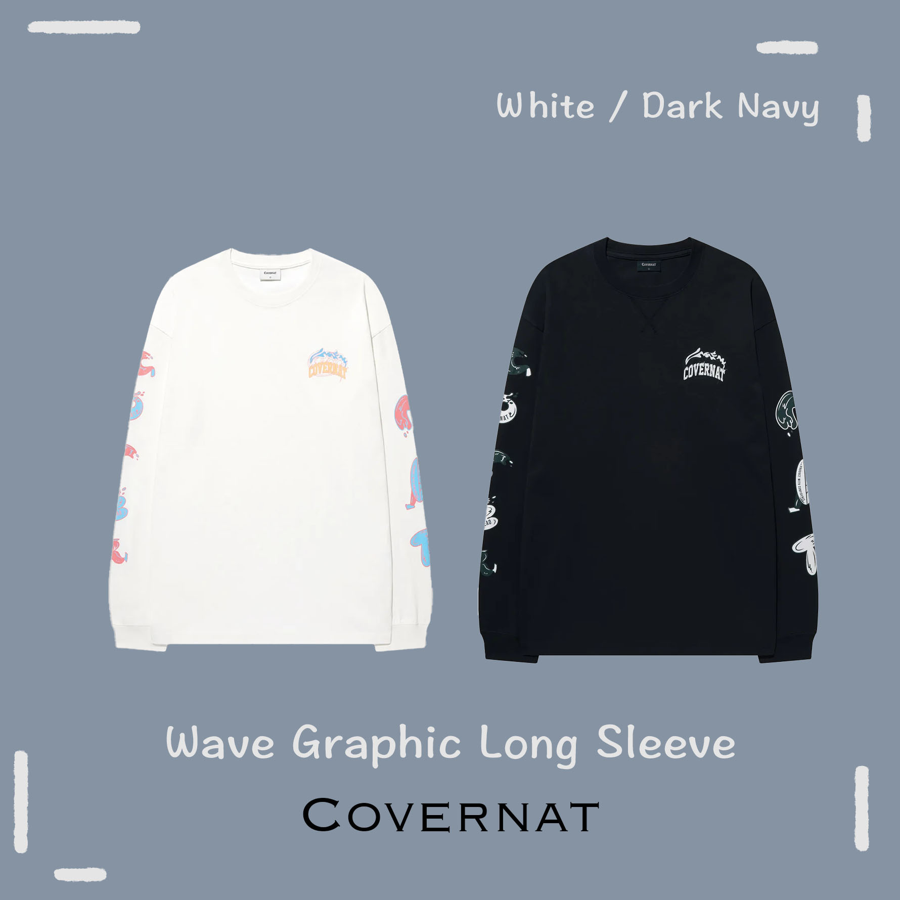 【OWN】Covernat 春夏 薄長袖 休閒 薄款 透氣 休閒 長袖 上衣 不分男女 暗藍 白色