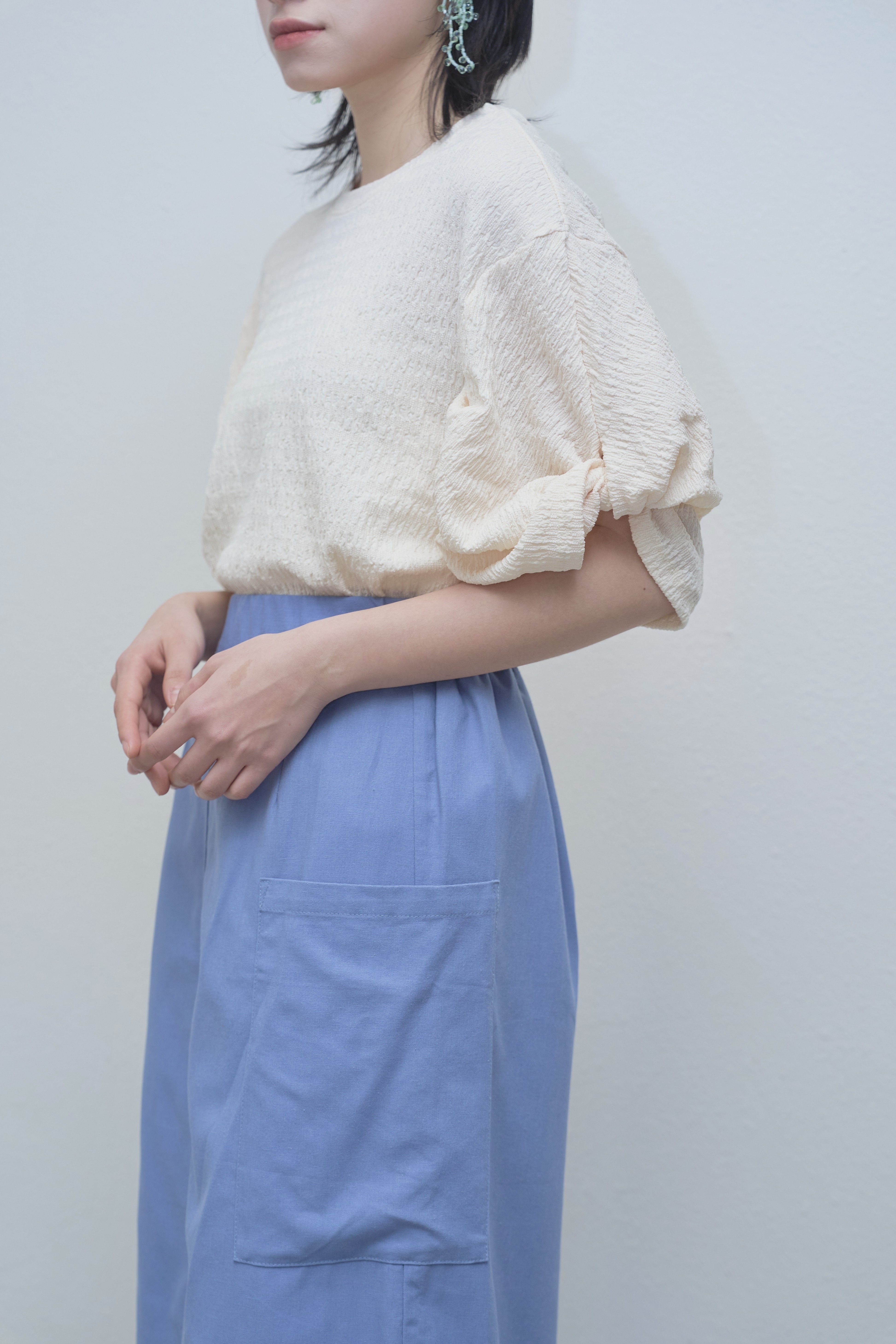 麻棉～天藍色直身長裙 - 9092