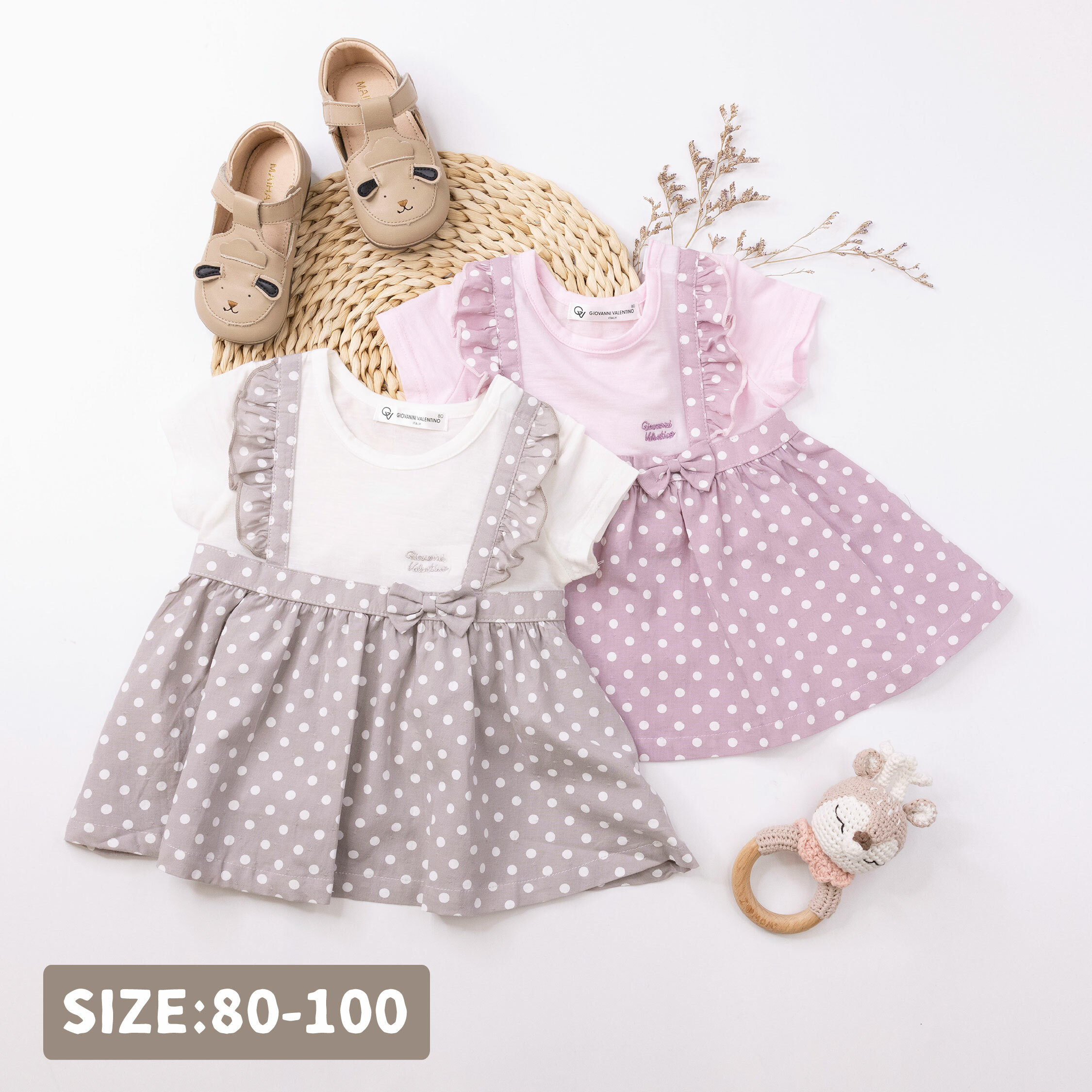 范侖鐵諾【32046】可愛圓點假兩件蝴蝶結上衣＊二色