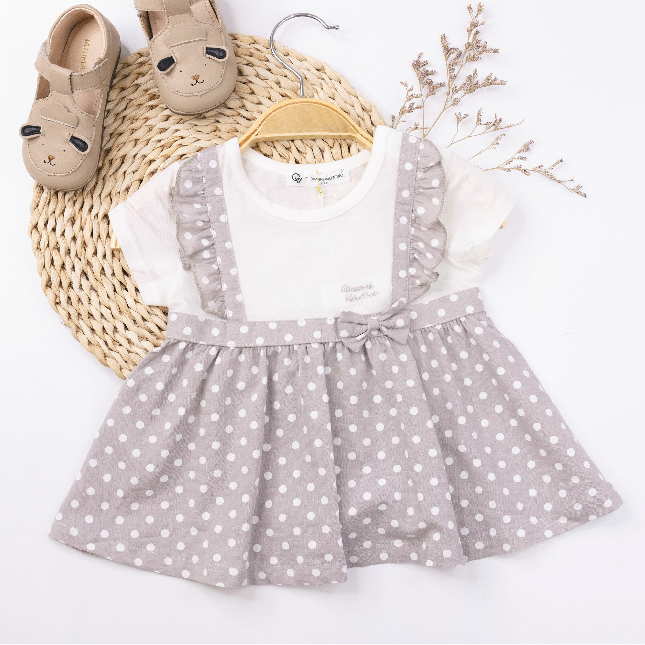 范侖鐵諾【32046】可愛圓點假兩件蝴蝶結上衣＊二色