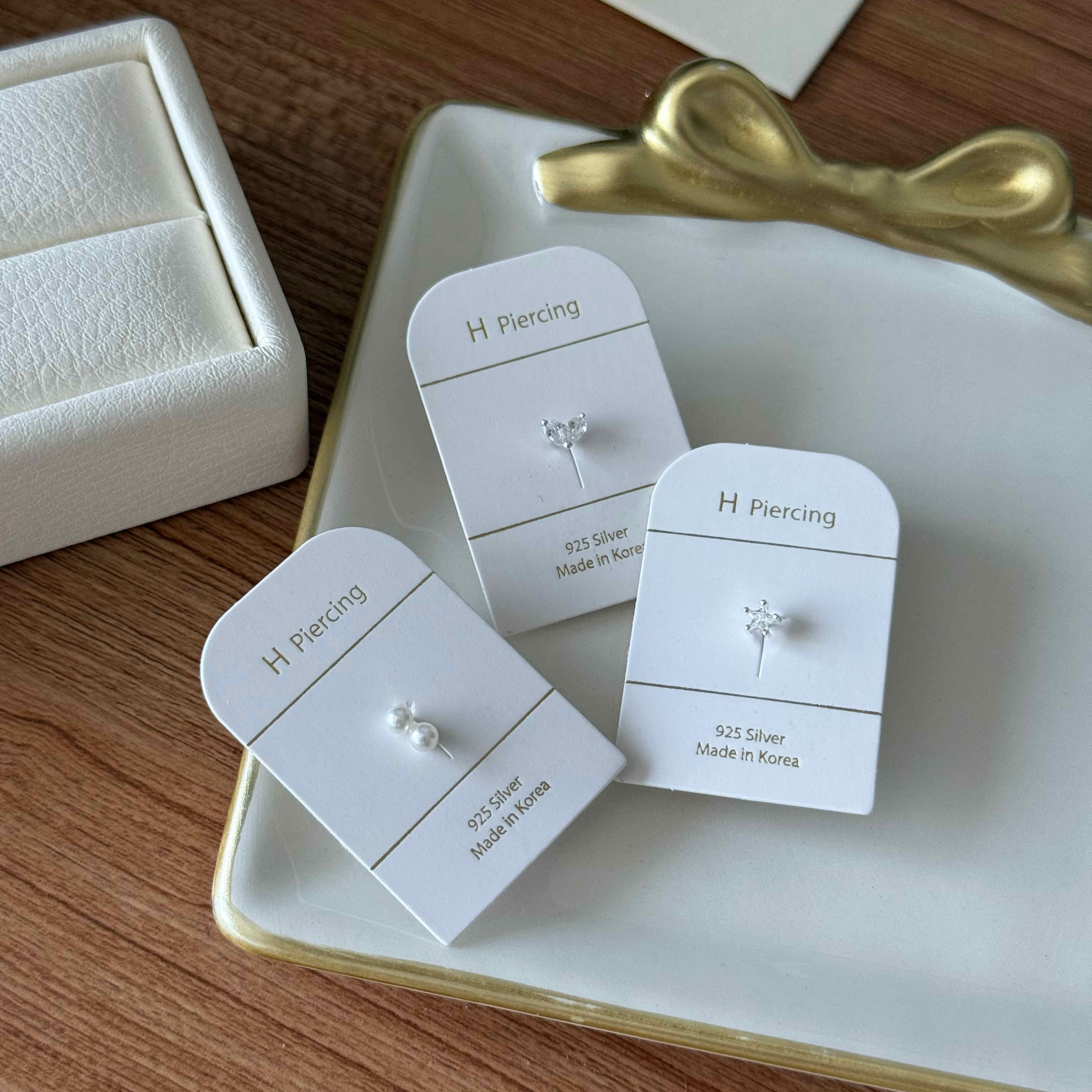 🇰🇷925 silver 星星愛心珍珠轉珠耳釘