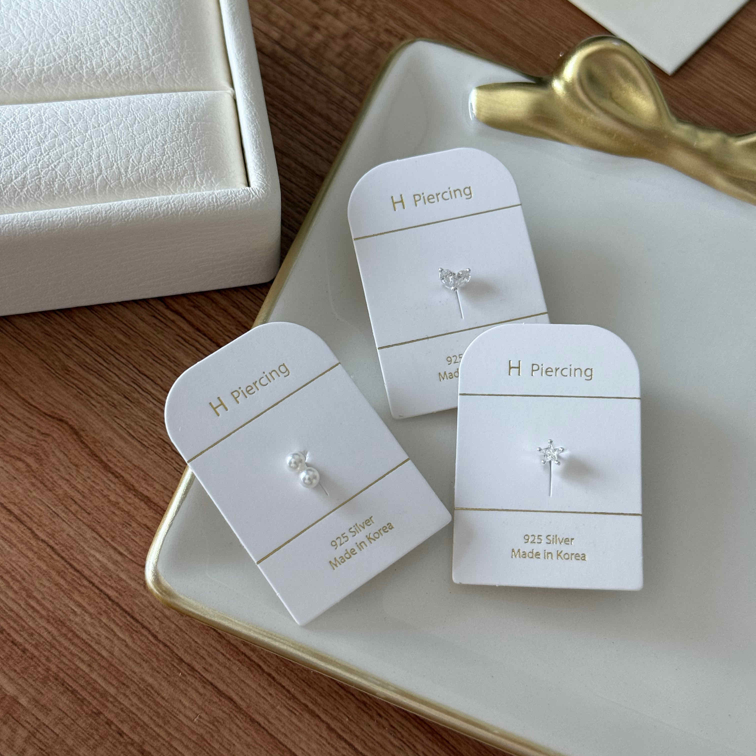 🇰🇷925 silver 星星愛心珍珠轉珠耳釘