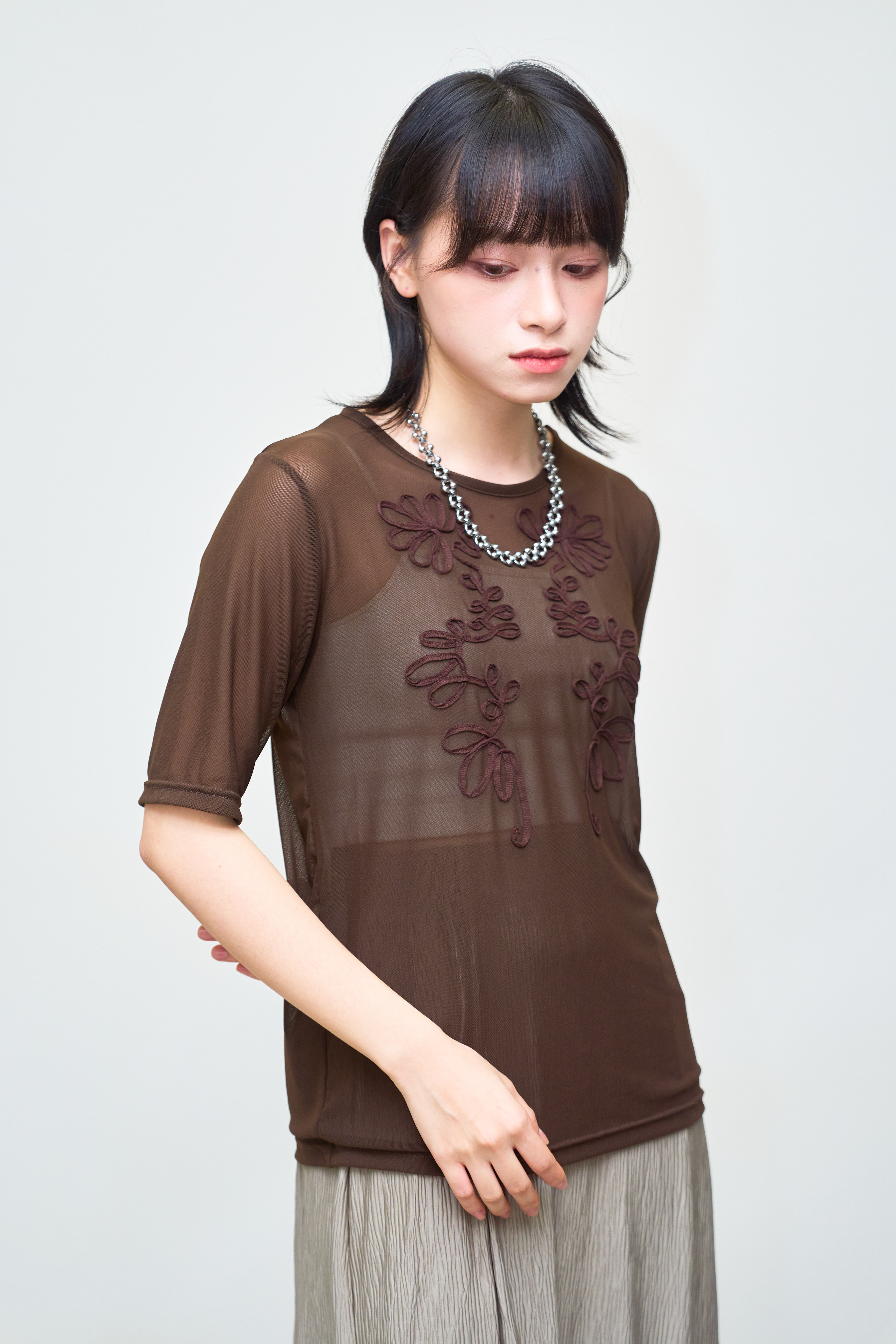 復古感鏽花網上衣 - BL52557