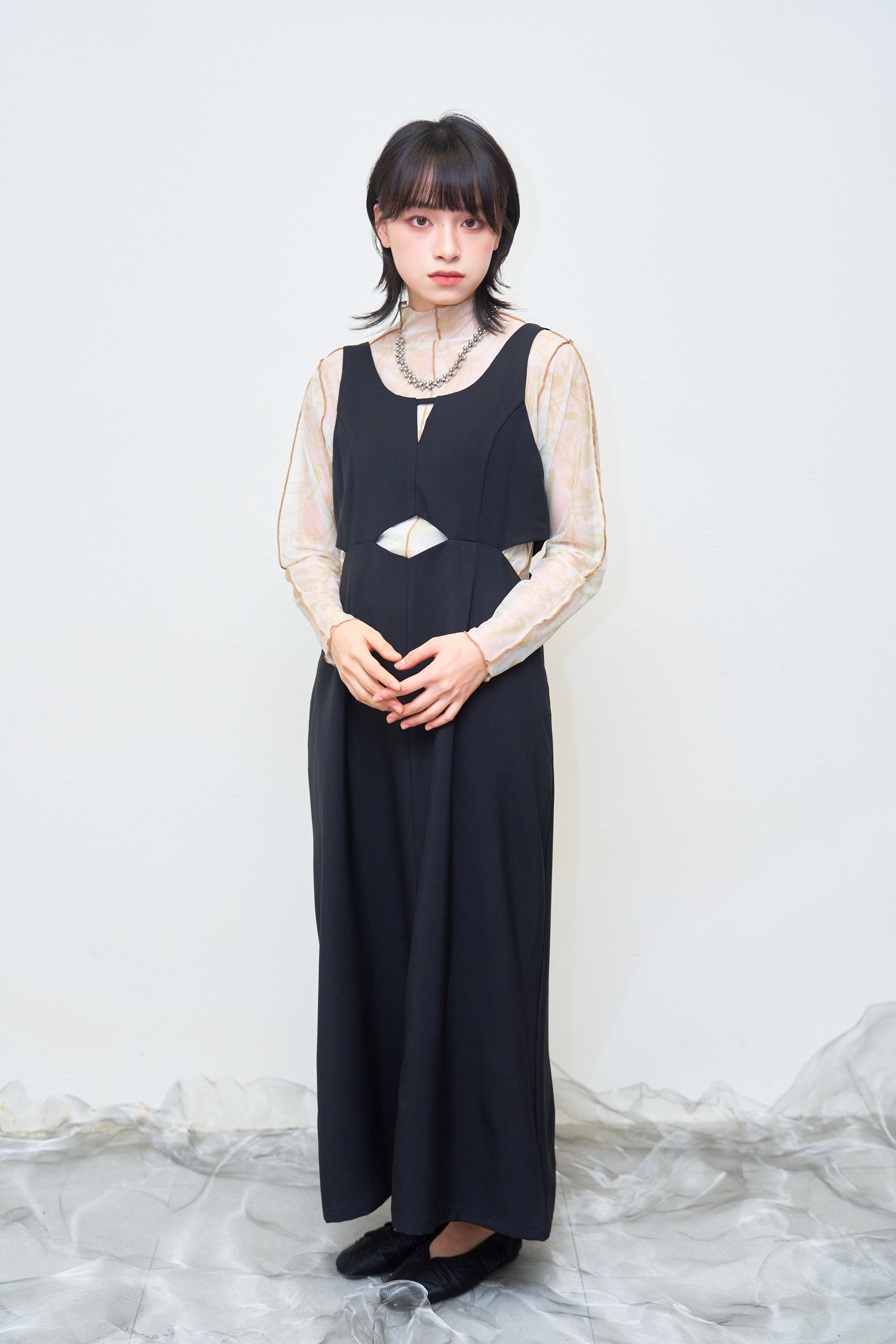 剪腰設計背心連身裙 - OP44341