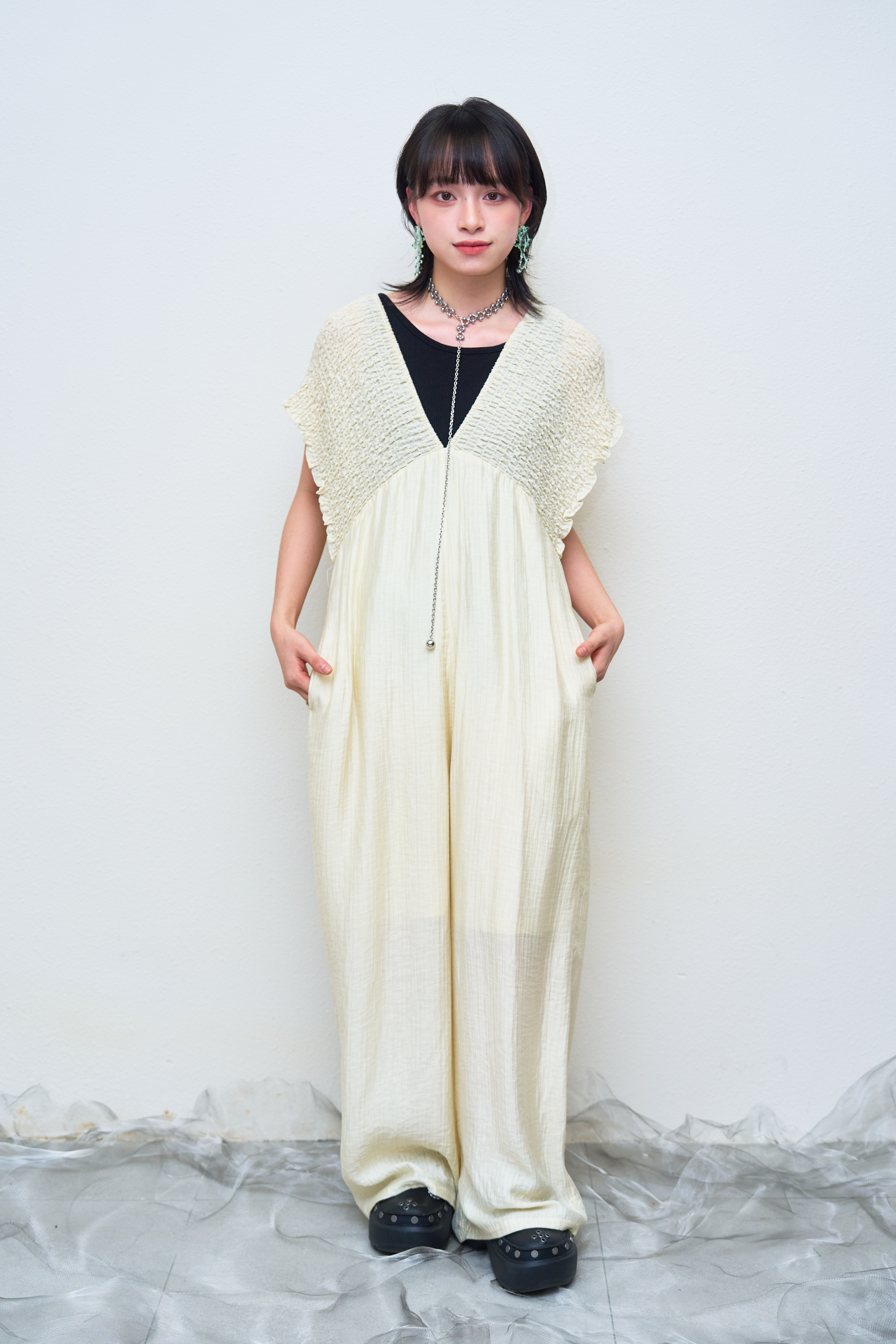 天絲～V領連身褲 TR52533