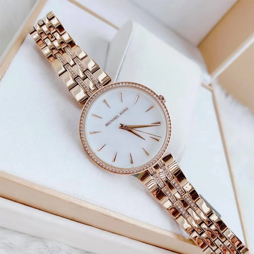 【Michael Kors】MK7168 時尚 奢華 晶鑽時標 珍珠母貝錶盤 鑲鑽 不鏽鋼 腕錶