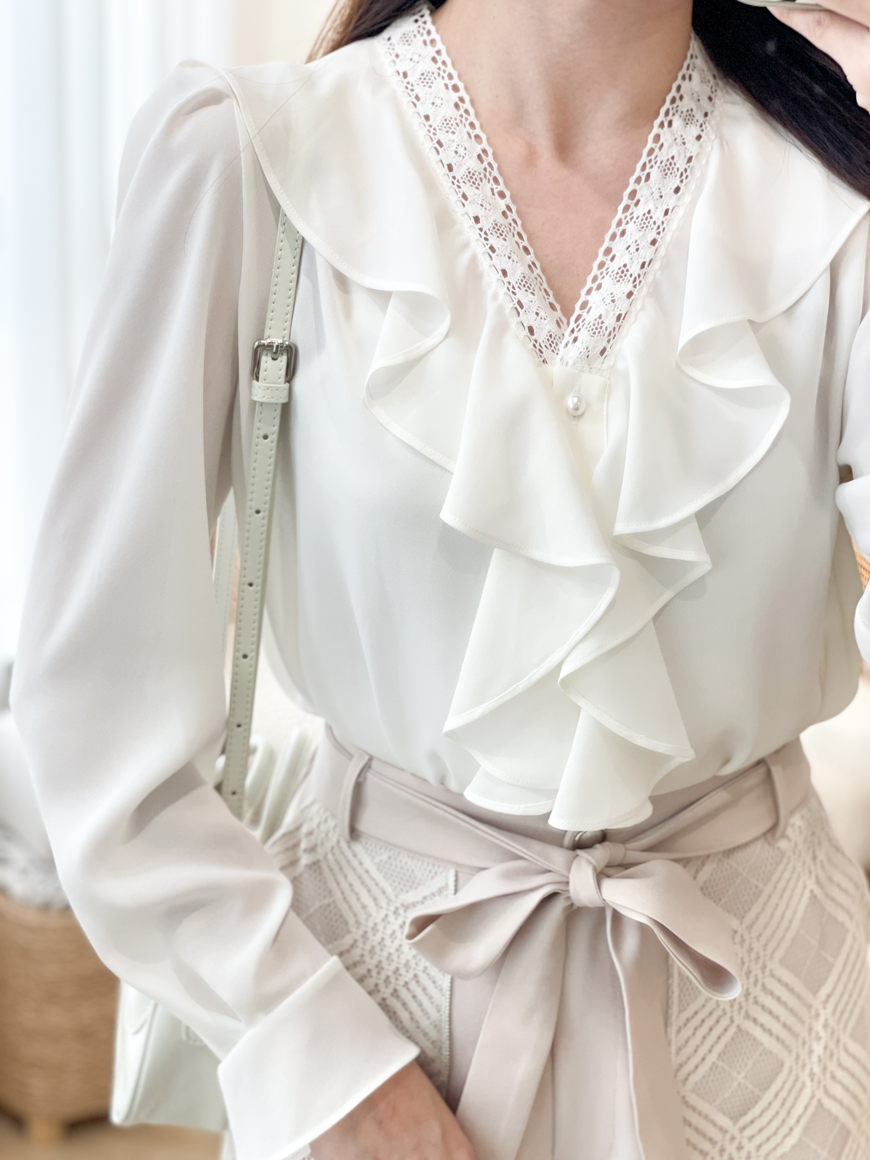 T1248 Cosette Lace Chiffon Blouse