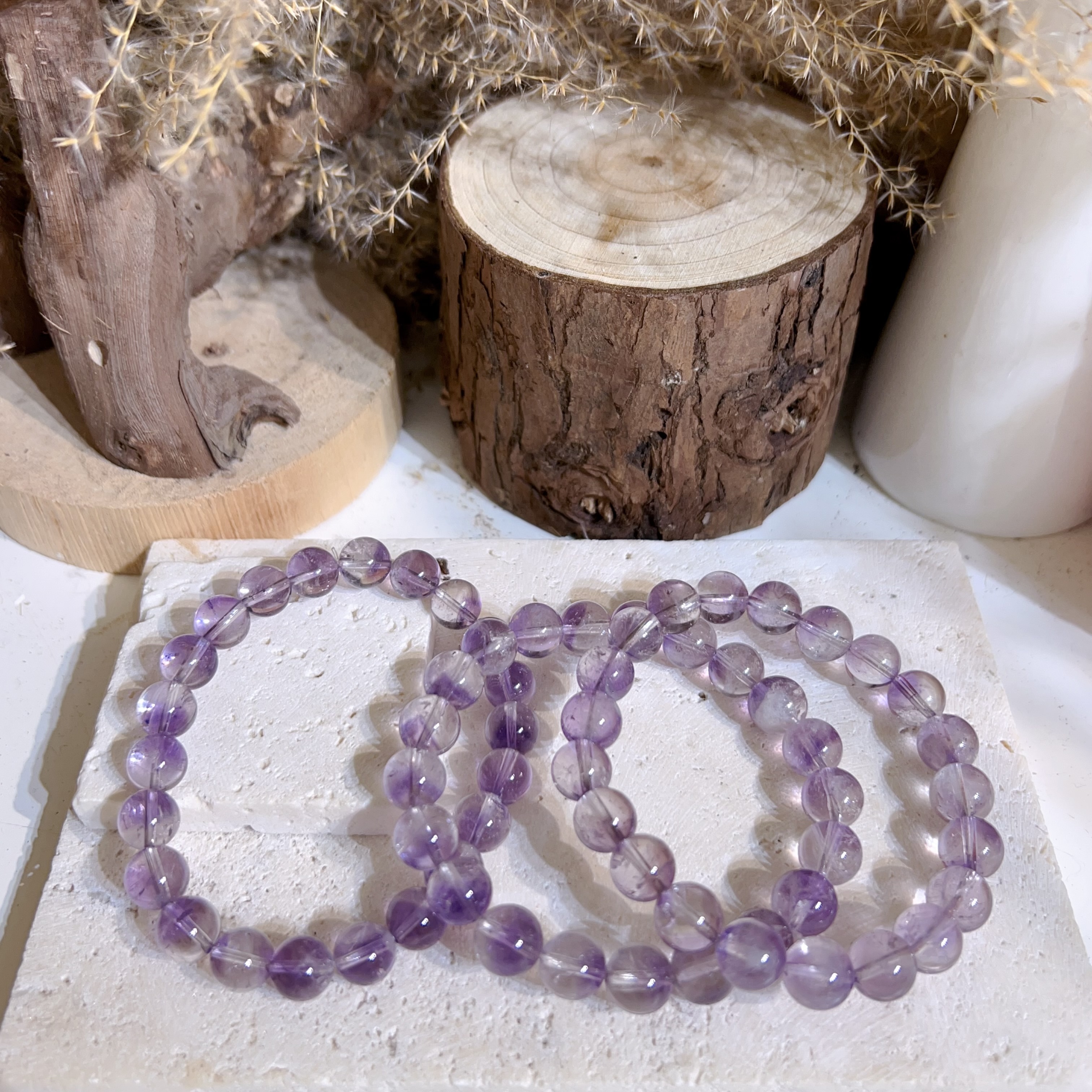 雙色紫兔毛手串 8mm