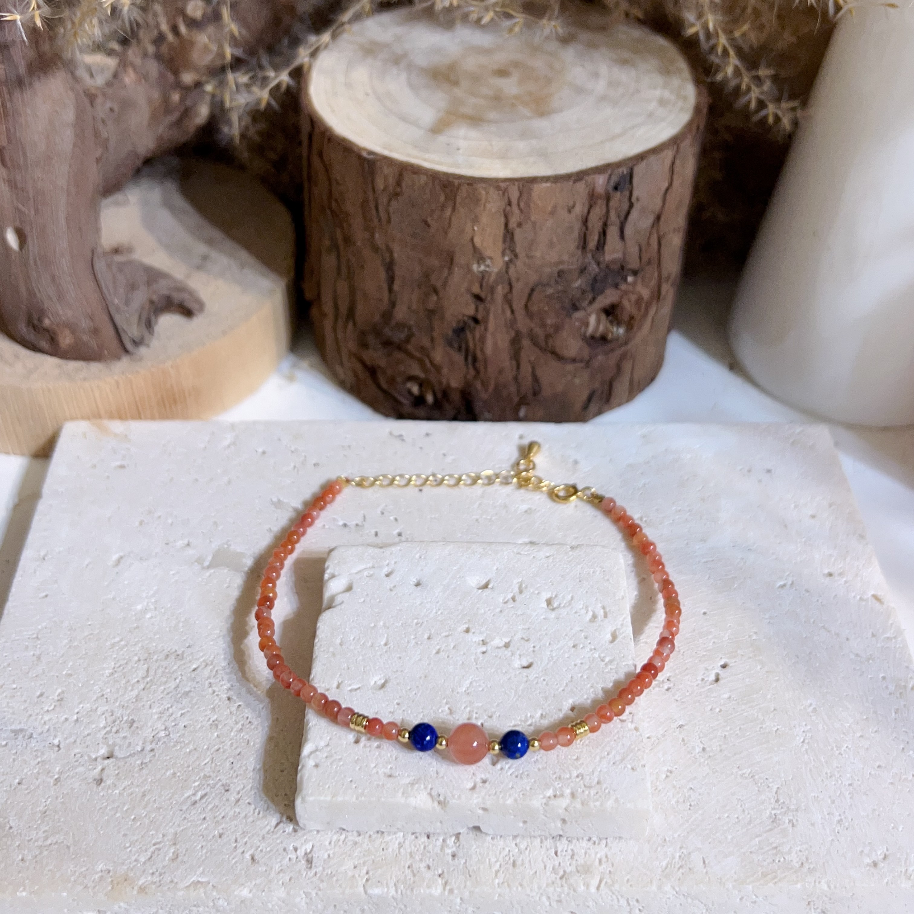 南紅瑪瑙拼青金石手鏈 (18-23cm)