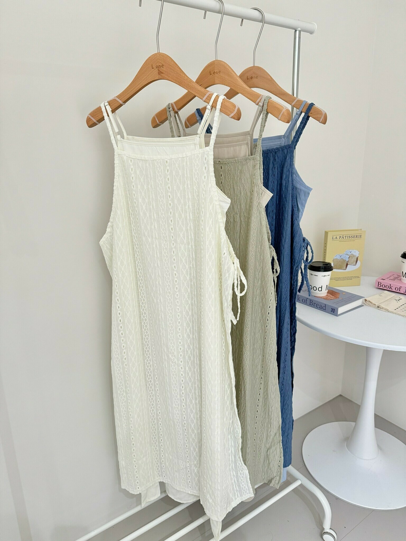 燒花兩件式細肩長洋