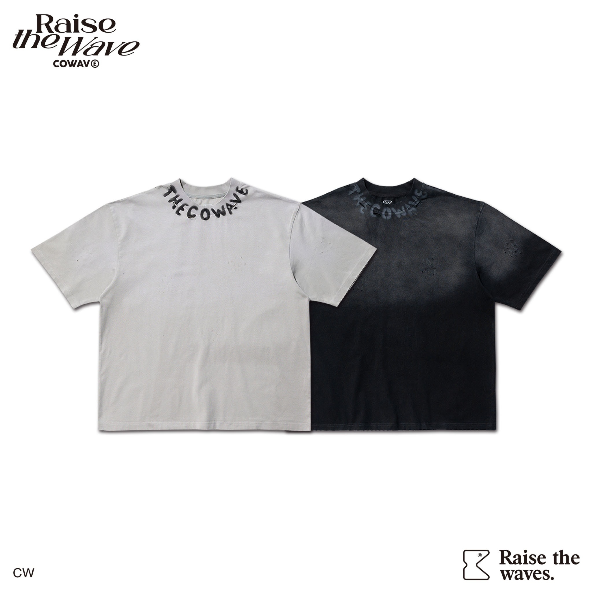 COWAVE 2025 Spring & Summer Neckline Printing Tee