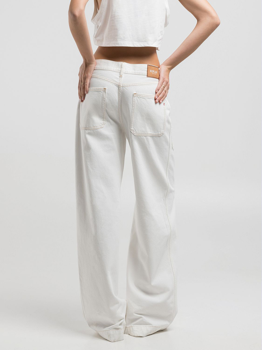 大口袋丹寧牛仔寬褲