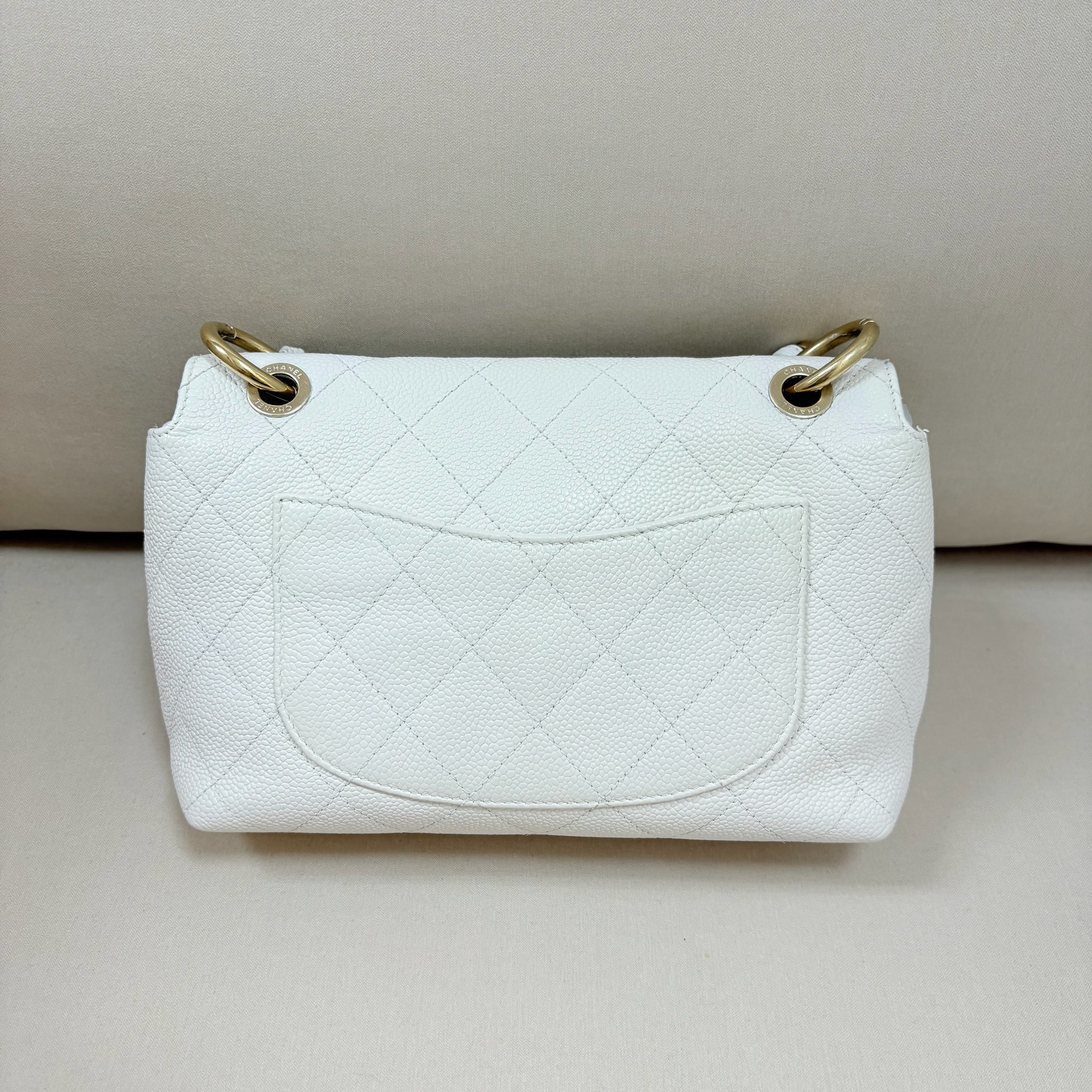 Chanel Classic Flap Bag - White / Ghw