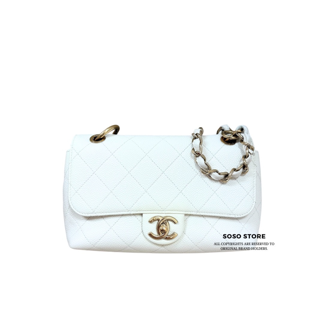 Chanel Classic Flap Bag - White / Ghw