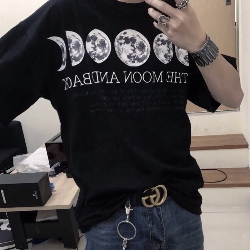 LESAINT 經典款 月蝕標語 五分袖 短袖 韓國品牌