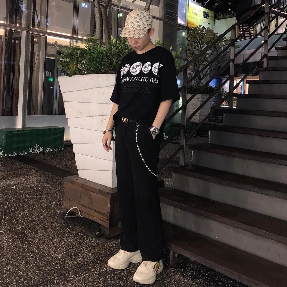 LESAINT 經典款 月蝕標語 五分袖 短袖 韓國品牌