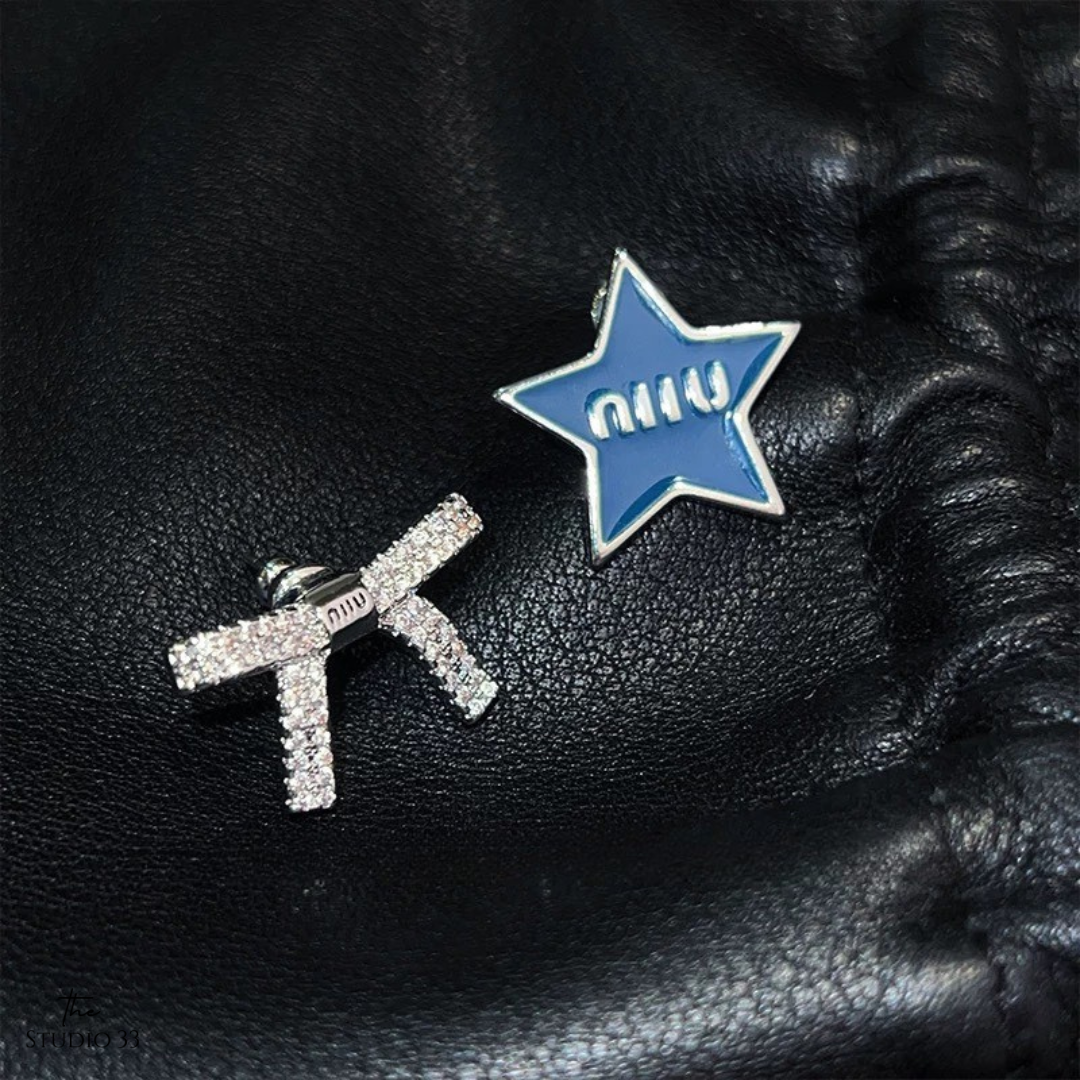 藍色星星和蝴蝶結耳環(特)