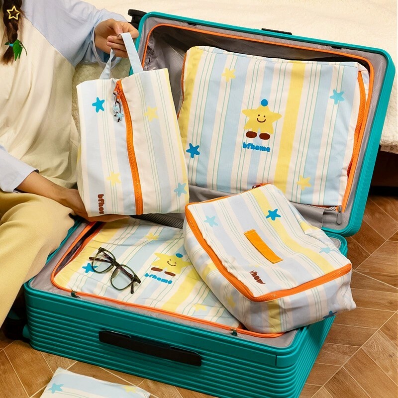 《5769》童趣笑臉星星旅行分裝拉鏈收納袋