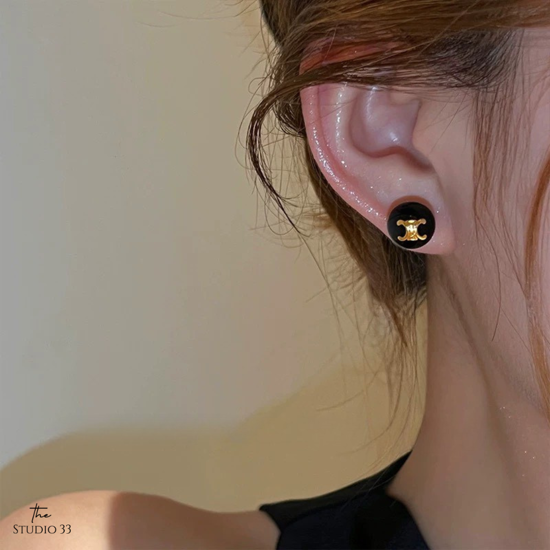 復古黑瑪瑙耳環(特)