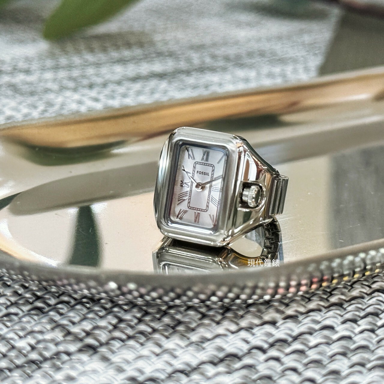 【FOSSIL】方形時尚戒指錶ES5344 14mm 現代鐘錶
