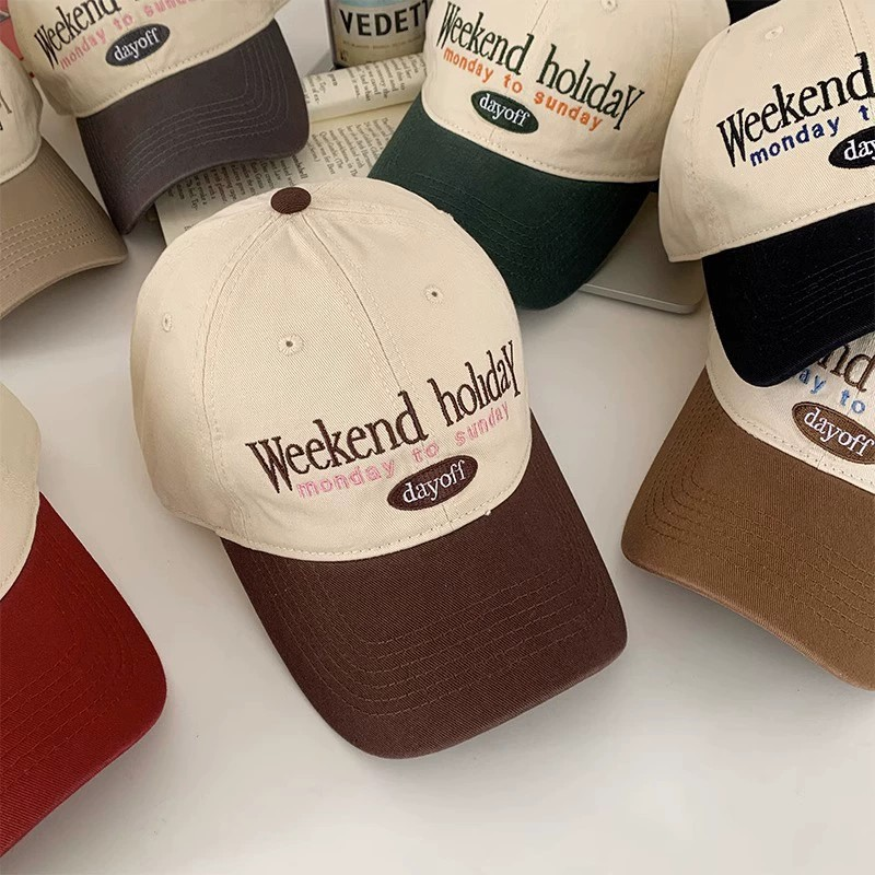 Vintage Color-Block "Weekend Holiday" Baseball Cap