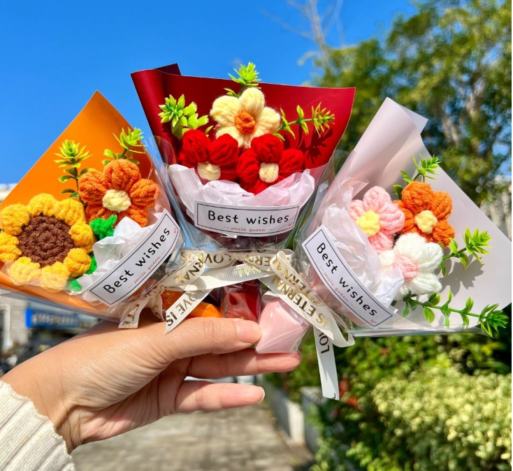 迷你MINI毛线仿真花永生 随机