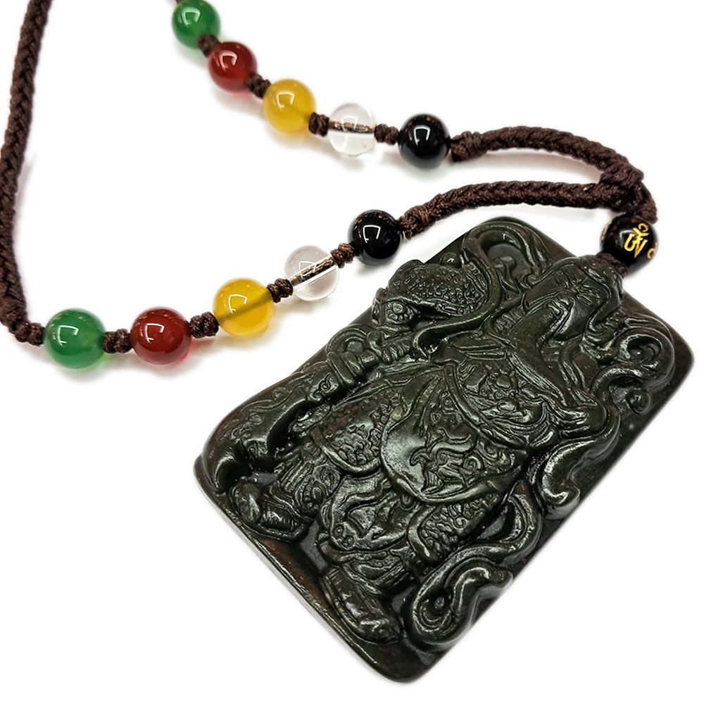 關聖帝君{天然和闐玉青玉}項鍊【十方】136029