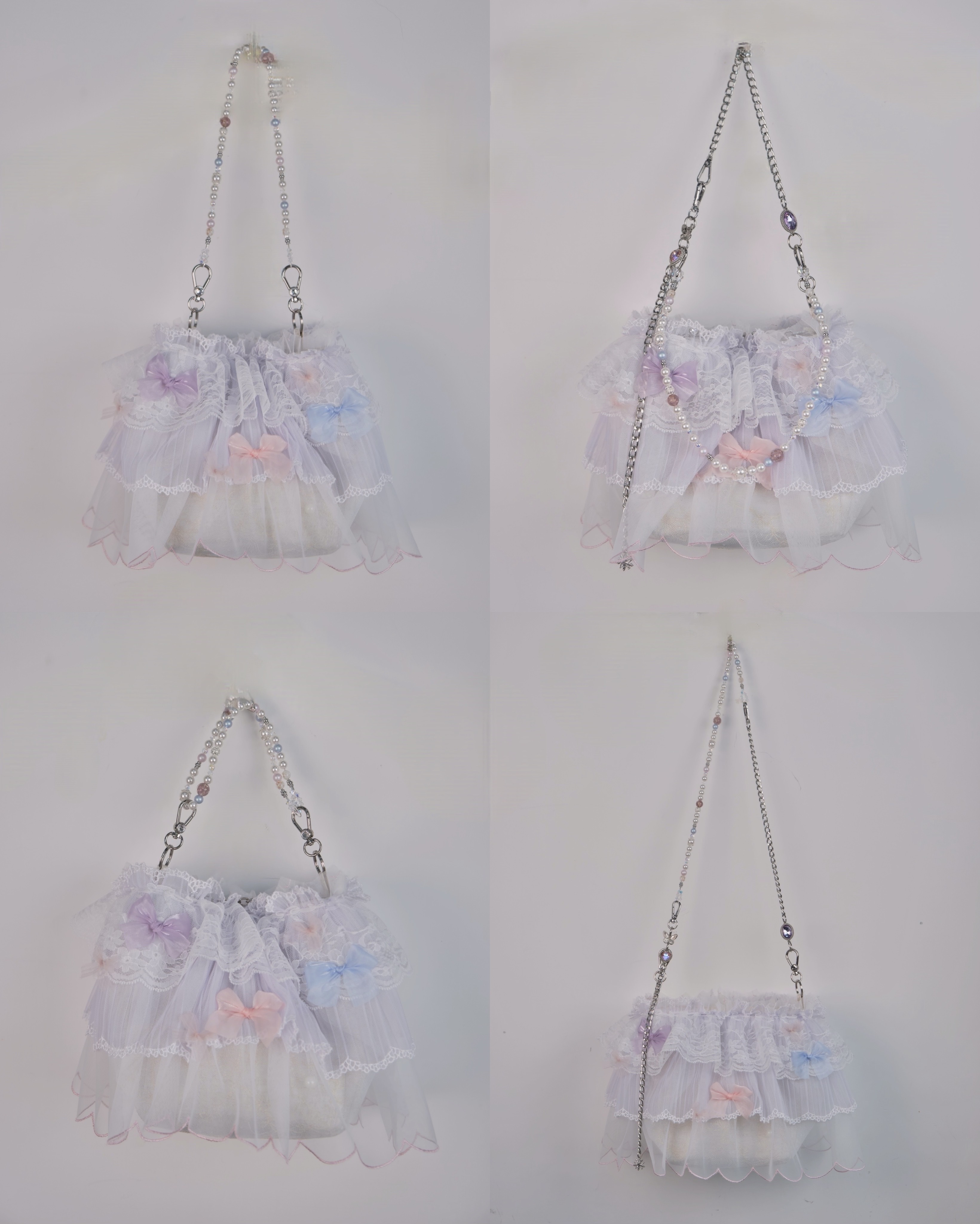 Misty Lace Handmade Carryall with Multiple Detachable Chain