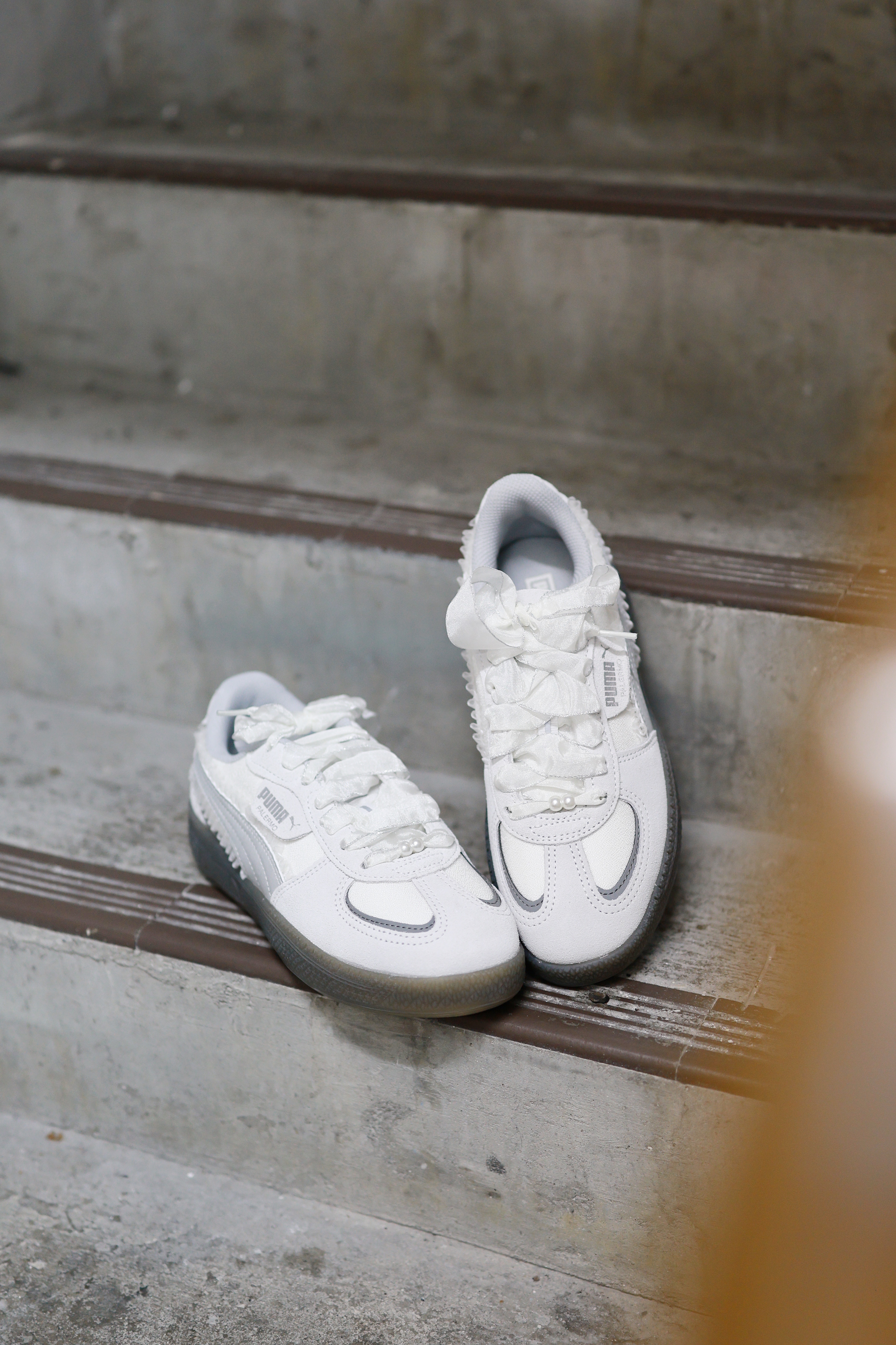 PUMA PALERMO PLATFORM GERY WHITE 蕾絲鞋帶 401286-01