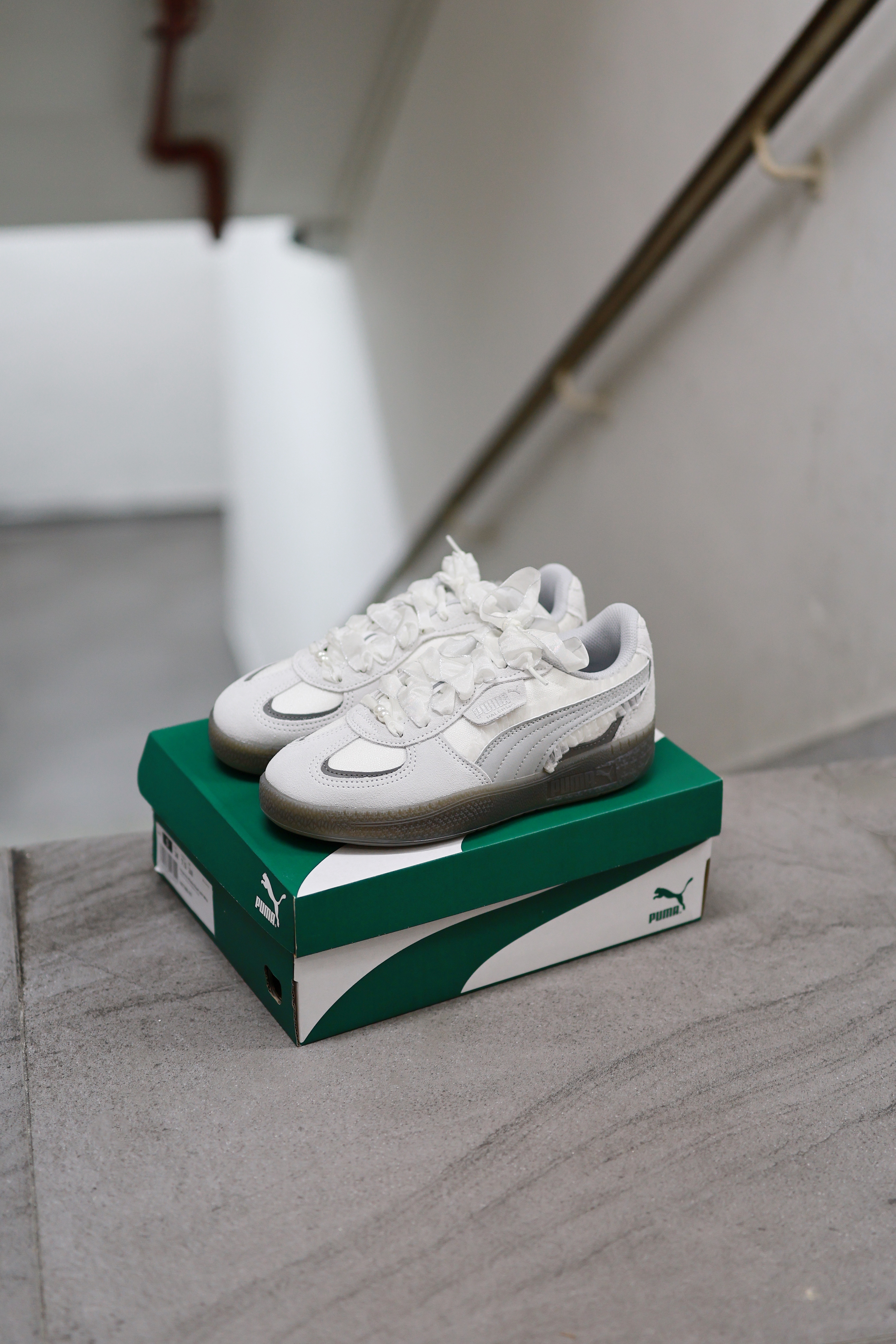 PUMA PALERMO PLATFORM GERY WHITE 蕾絲鞋帶 401286-01