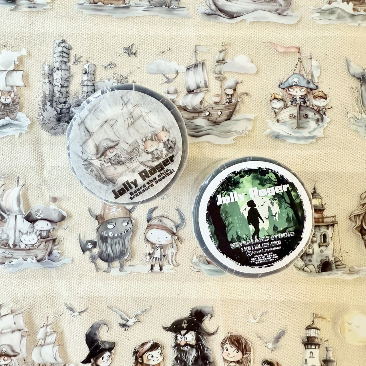 森年．海盜船 Jolly Roger 6.5cm亮面PET膠帶 <整捲/分裝>