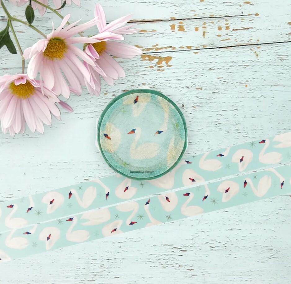 Round top washi tape - Swan Winter