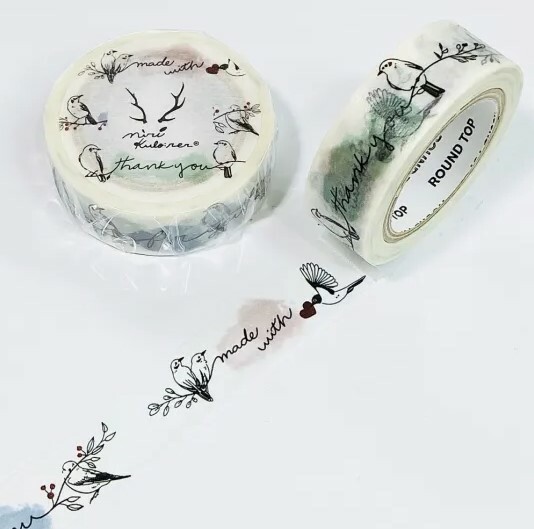 Round top washi tape - Message with a bird