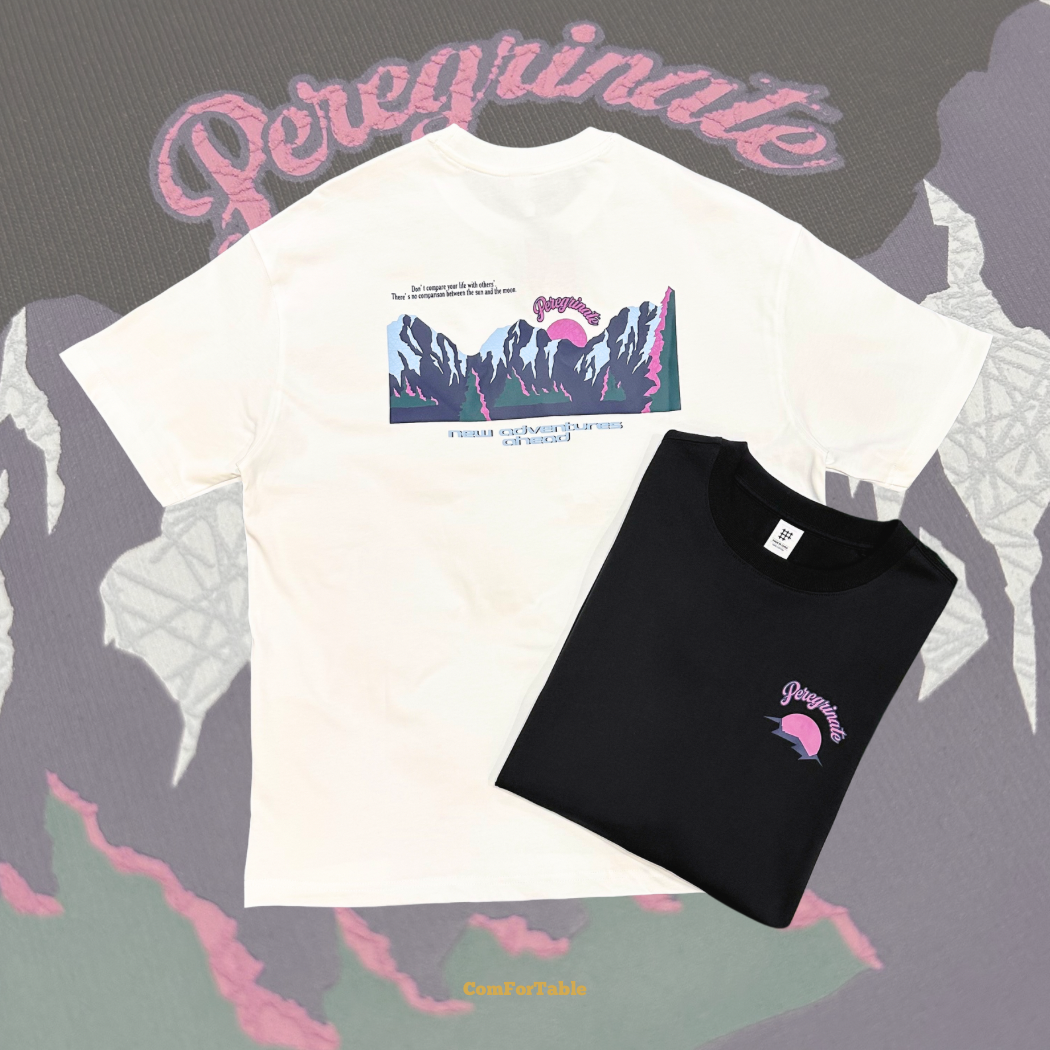 山系凸線印刷短TEE