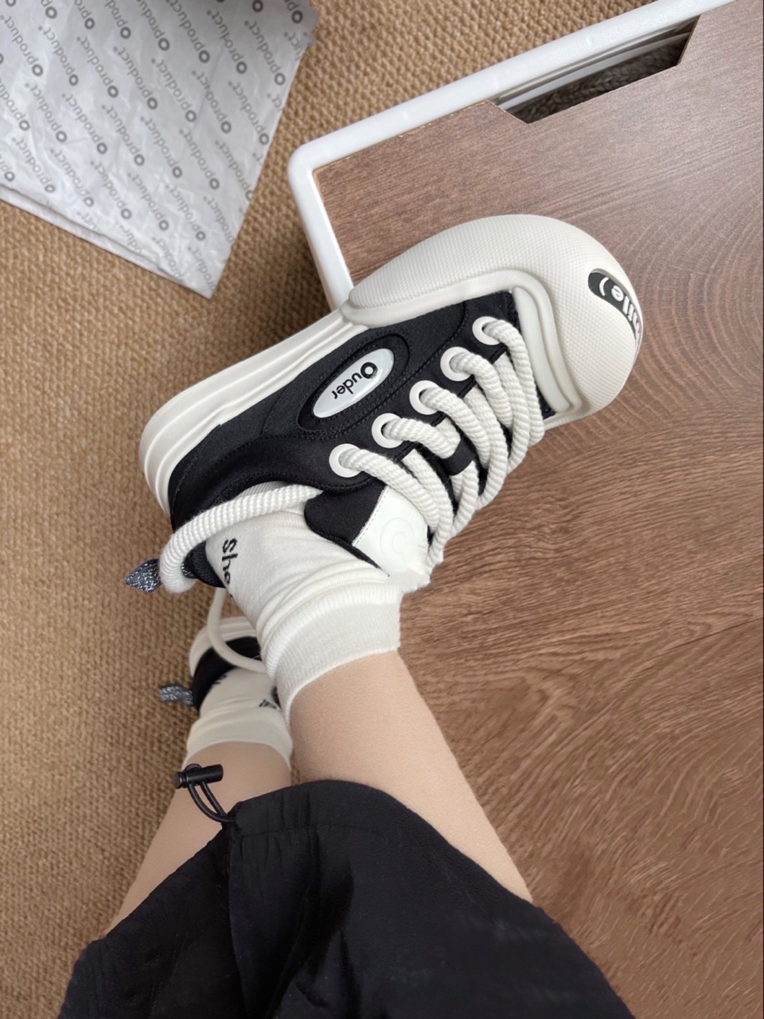 OUDER 開口笑 貝殼頭 經典黑白 OUD010HEI