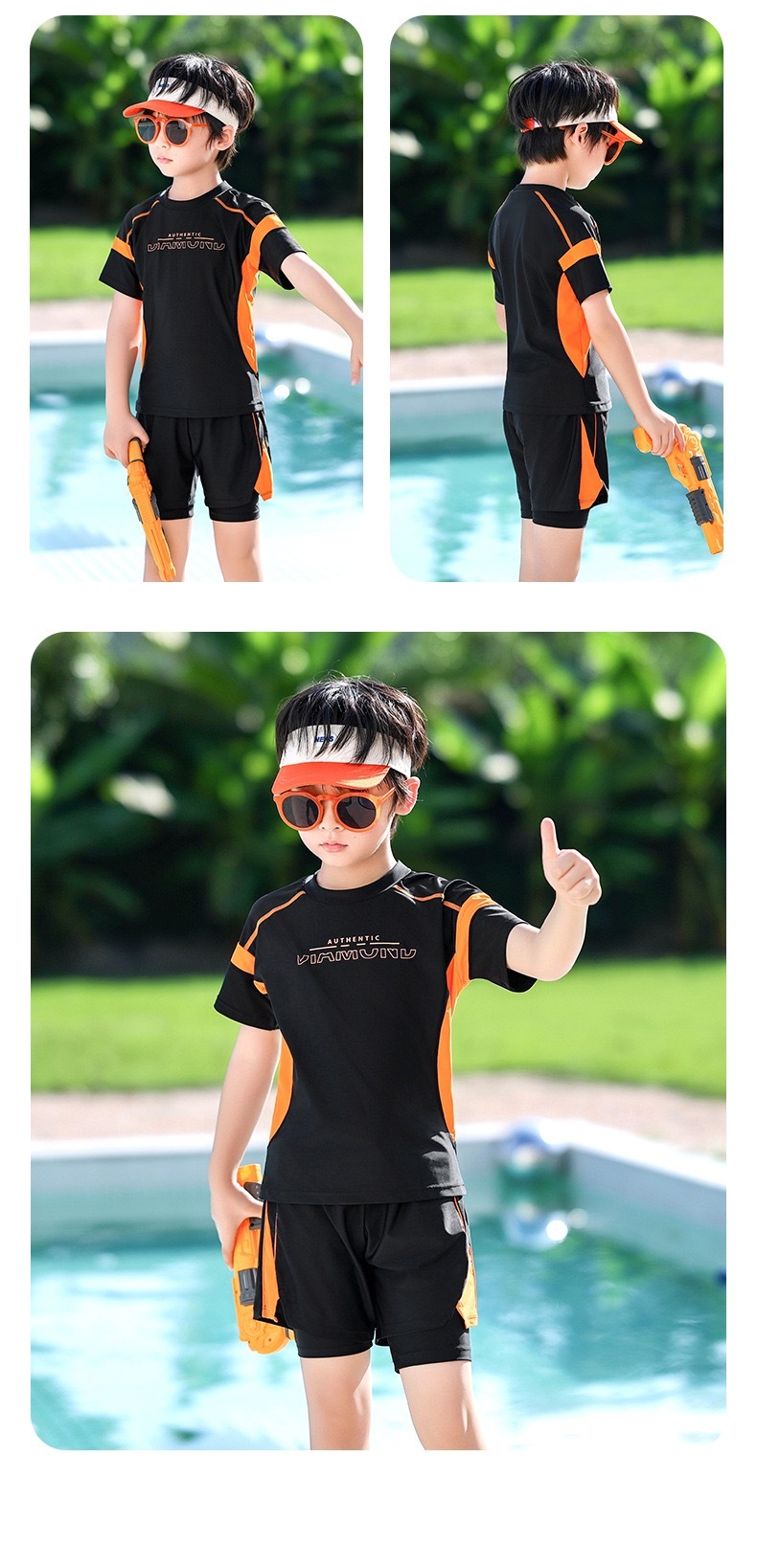 大童的拼色泳衣(110-170cm)