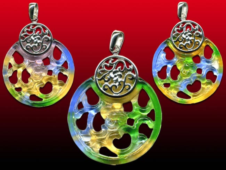 鹿港窯水晶琉璃｜心圓銀飾項鍊 圓滿和諧幸福長久開運納福