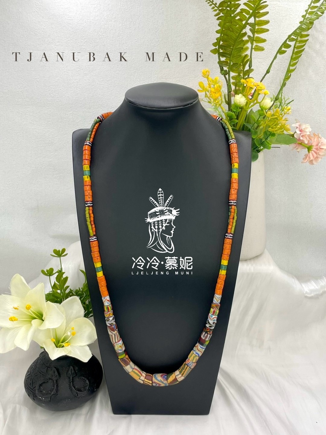 W-No.64傳統花珠單串長鍊83cm