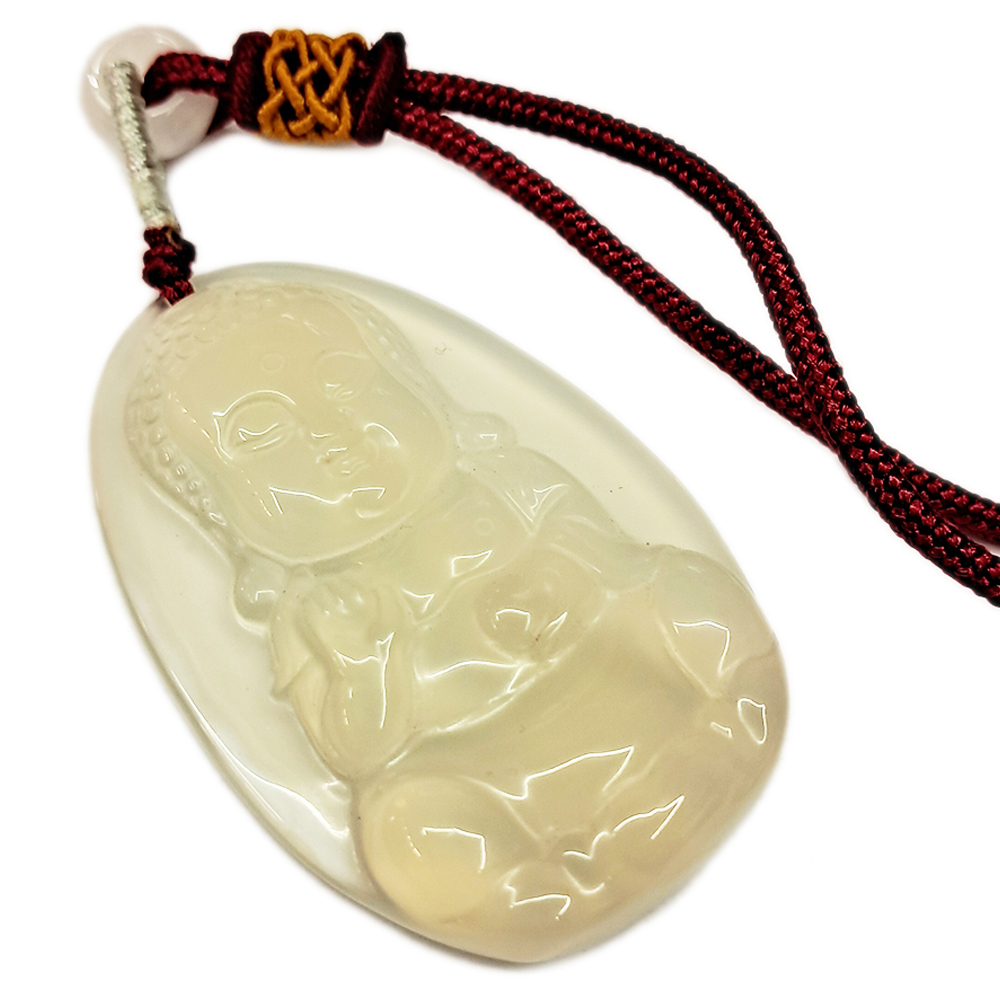 童顏佛陀{白玉髓} 紅色中國結項鍊【十方】149715