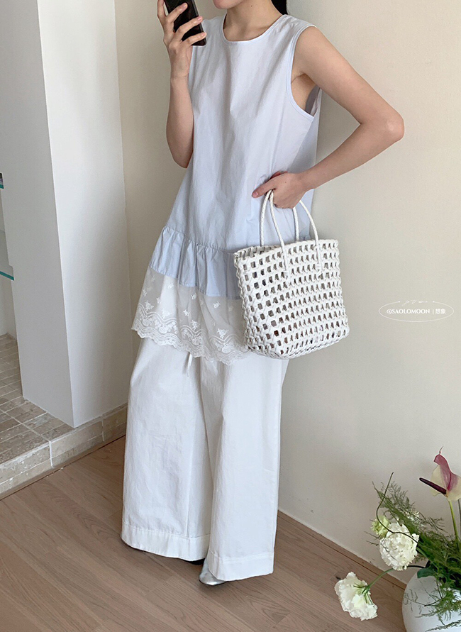 透心涼下擺蕾絲背心裙-預購