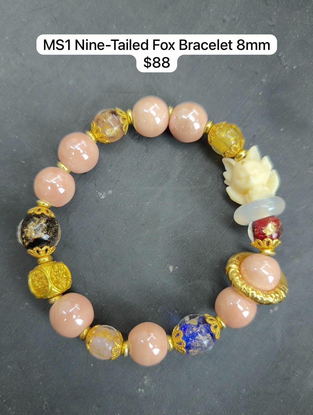 MS1 GOLD FOIL NINE-TAILED FOX BRACELET 8MM