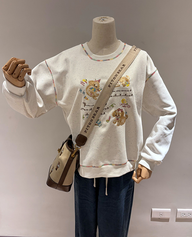 七彩車線俏皮狗狗精緻上衣-現貨