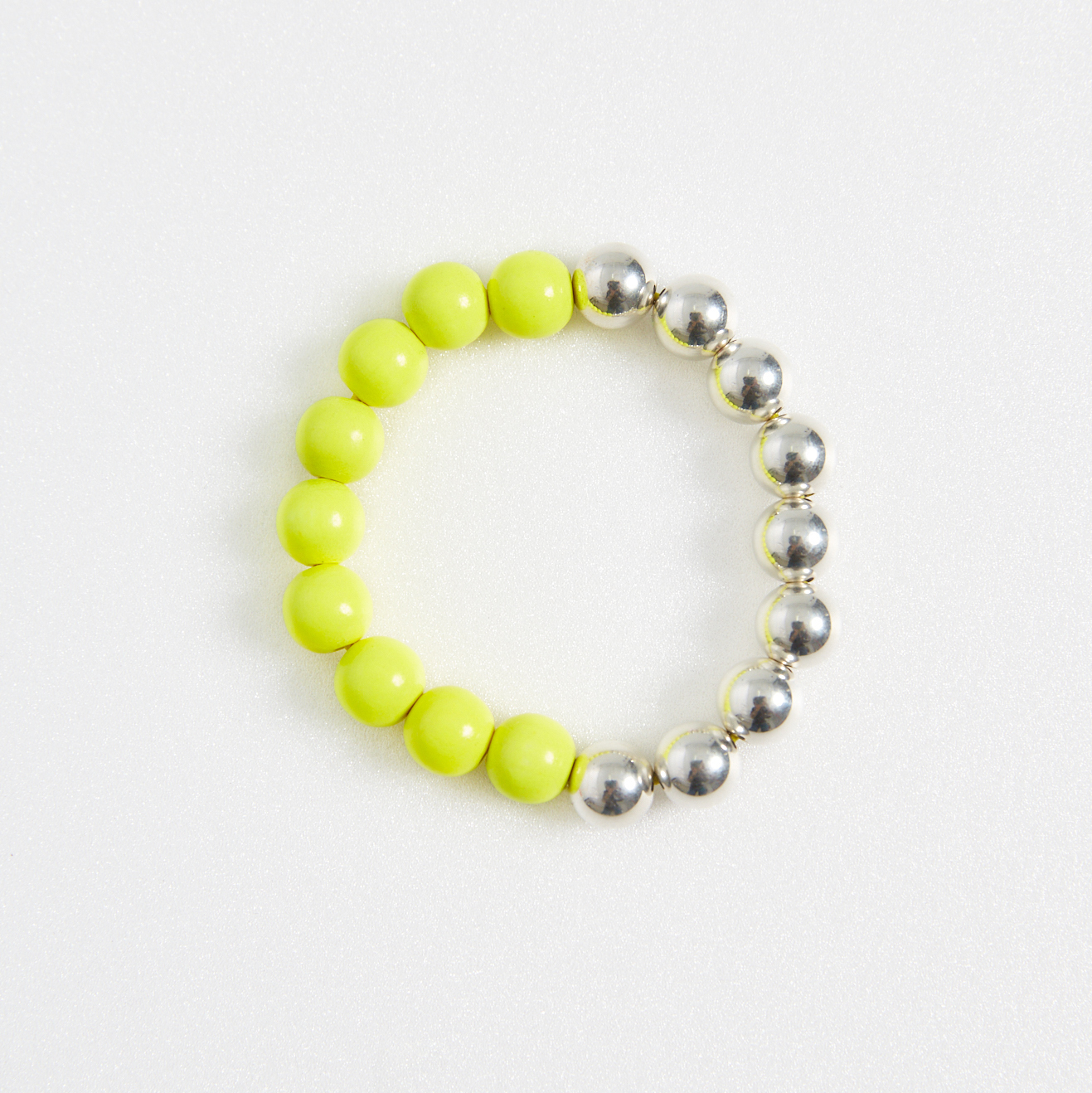 ina.seifart German hand made natural  non-toxic  perlen silver/wood yellow bracelet