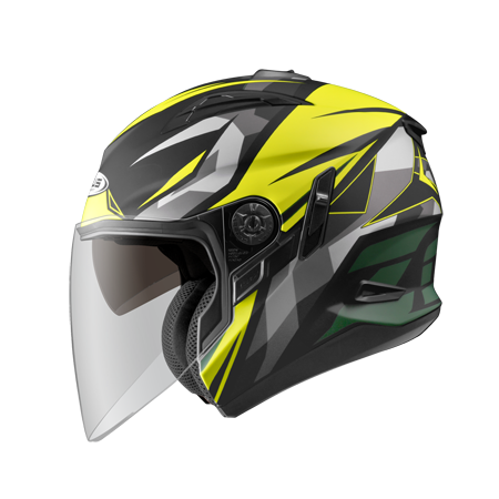 ZEUS ZS-613B AJ15 消光黑/黃綠 彩繪 四分之三 半罩式  內墨片